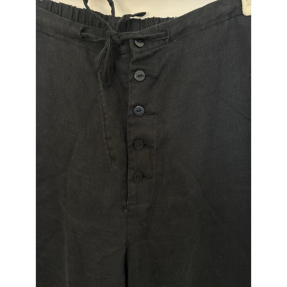 100% Linen Wide Leg Pants Women 14W Tall Black Comfort Quiet Luxury Lagenlook - Picture 2 of 12